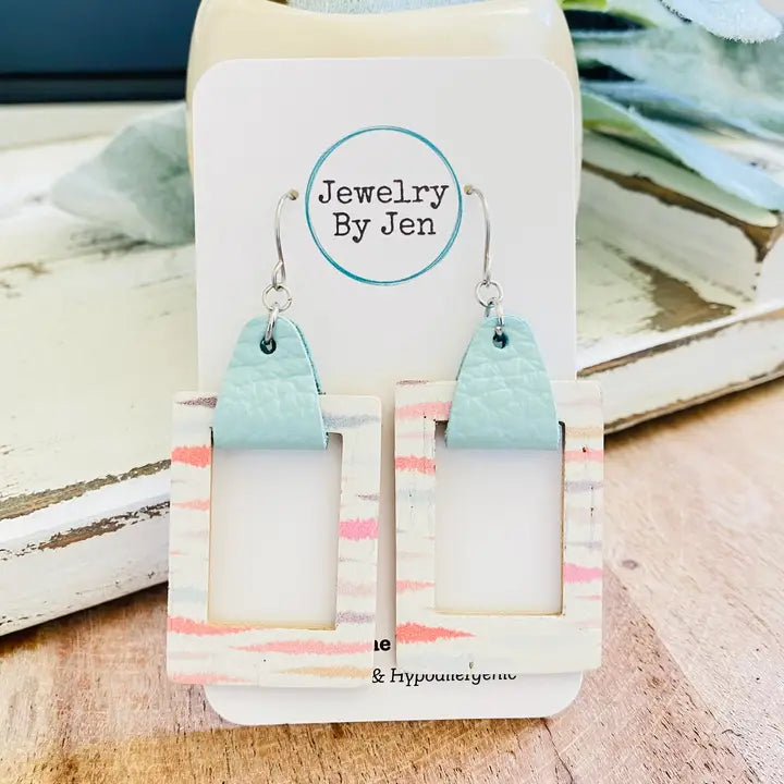 Mia Earrings | Coral Taffy & Baby Blue