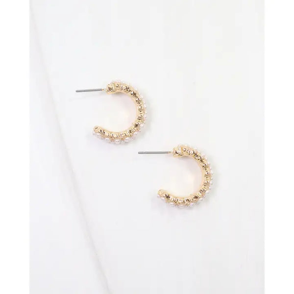 Morganton Pearl Pave Hoop Earring| Gold