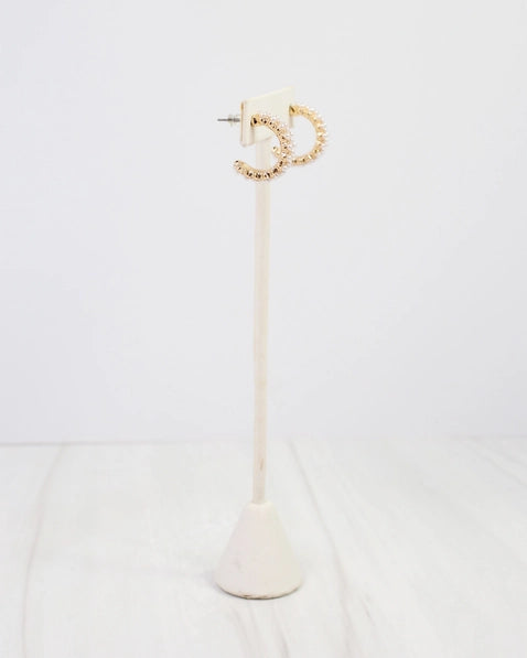 Morganton Pearl Pave Hoop Earring| Gold