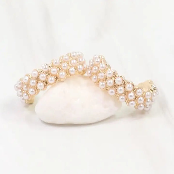 Morganton Pearl Pave Hoop Earring| Gold