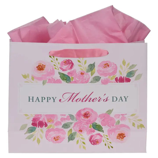 Pink/Teal Landscape Happy Mother's Day-Large Gift Bag w/ Card