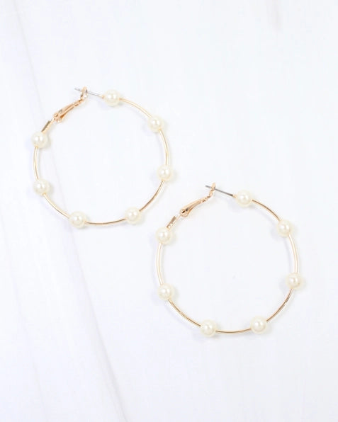 Mount Clemens Pearl Hoop Earring Gold| Gold