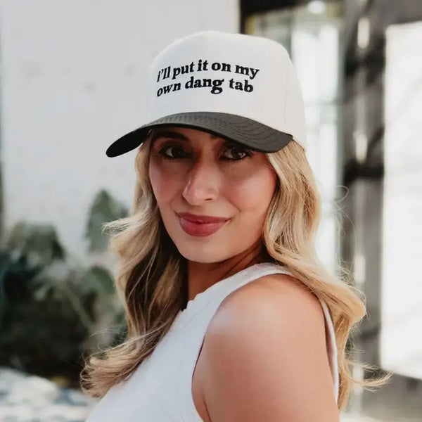 I'll Put It on My Own Dang Tab Cap Trucker Vintage | Black and Tan
