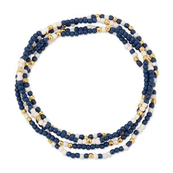 2mm Stretch Beaded Game Day Bracelets| Navy/White