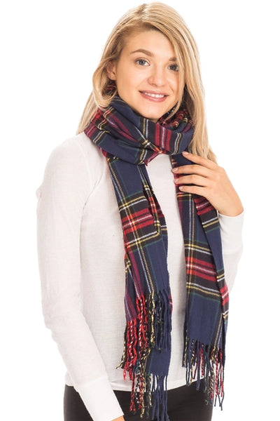 Faux Cashmere Wrap Scarf | Navy Blue
