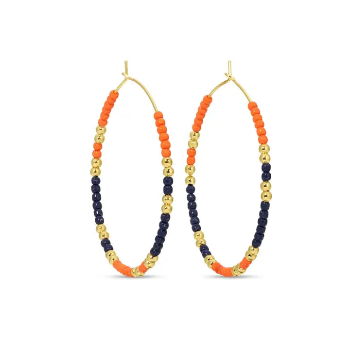Game Day Delicate Hoops | Navy/Orange