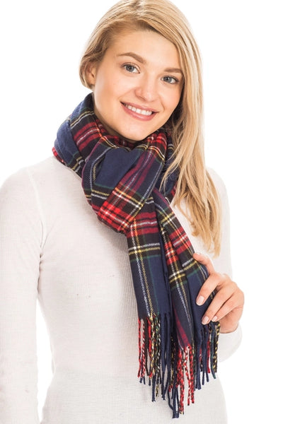 Faux Cashmere Wrap Scarf | Navy Blue