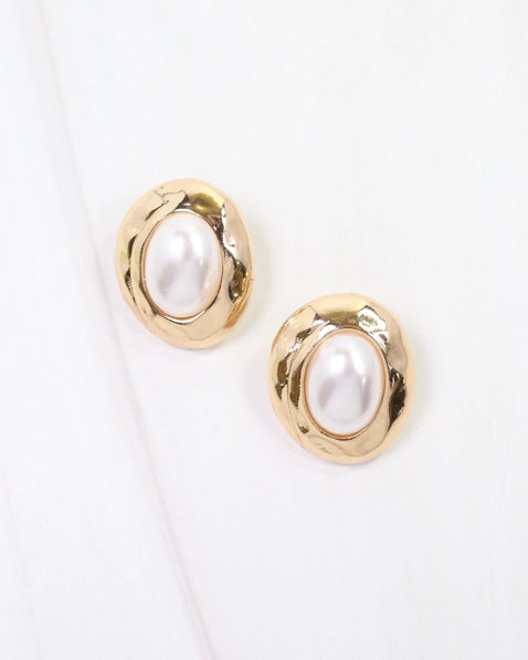Newberg Oval Pearl Post Earring Gold |Gold