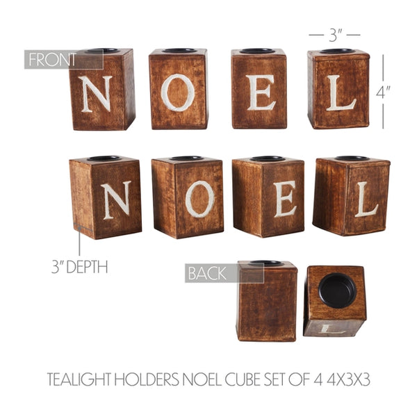Tealight Holders Noel Cube Set of 4