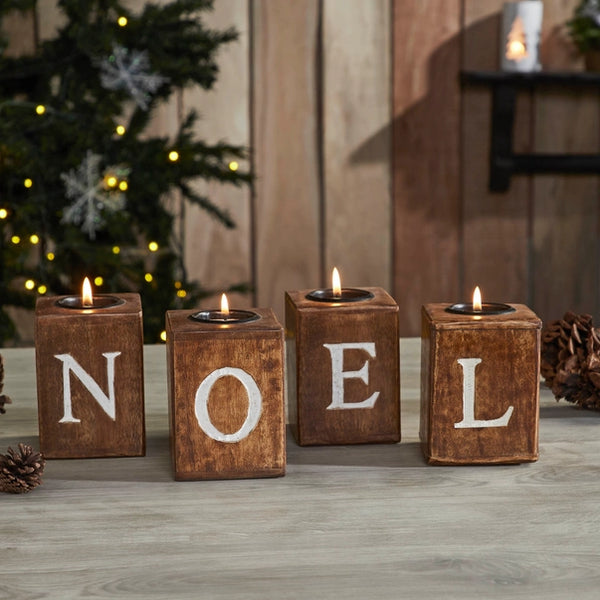 Tealight Holders Noel Cube Set of 4