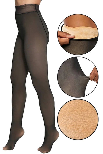 Women's Fake Sheer Fleece Lined Pantyhose Tights | Nude