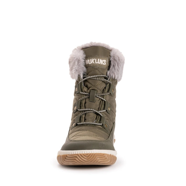 Muk Luks Women's Winnie Waverly Boot- Quilted Olive