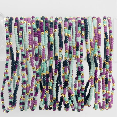 2mm Stretch Seed Beed Bracelets | Purple/Blue