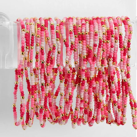 2mm Stretch Seed Beed Bracelets| Pink