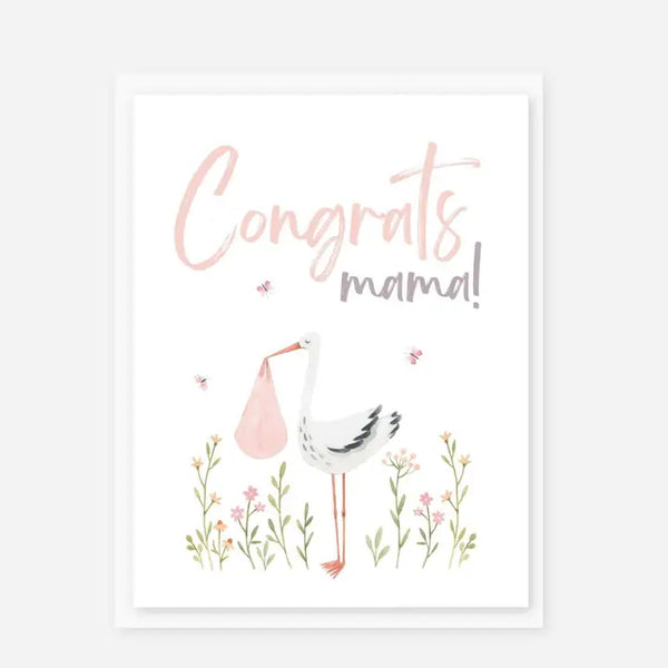 Baby Shower Card: Stork Design For New Moms