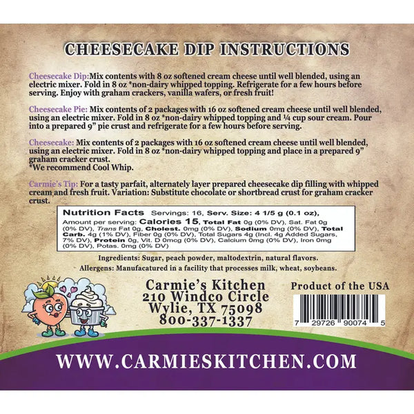 Carmie's Peaches N' Cream Cheesecake Dip Mix
