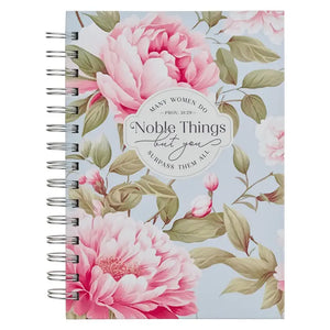 Peony Noble Things Prov. 31:29 Wirebound Pink Journal
