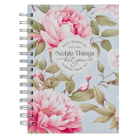 Peony Noble Things Prov. 31:29 Wirebound Pink Journal