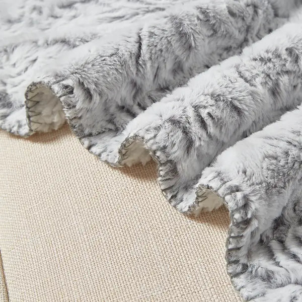 "Pewter Baroque" Faux Fur Plush Throw Blanket - 50"x70"