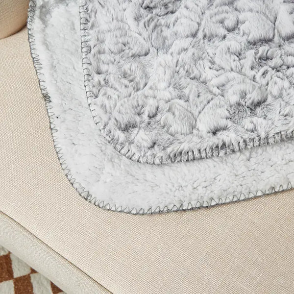 "Pewter Baroque" Faux Fur Plush Throw Blanket - 50"x70"