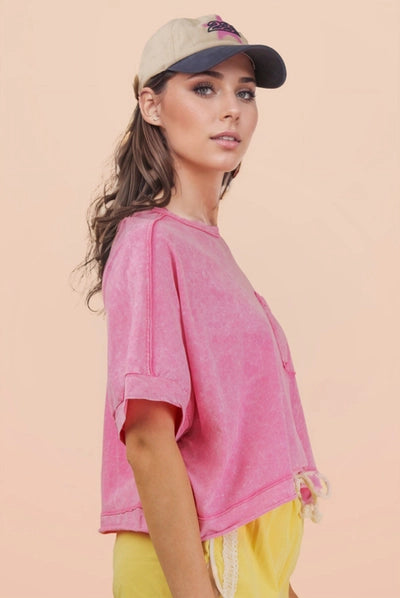 Mineral Washed Oversized Crop Comfy Knit Top