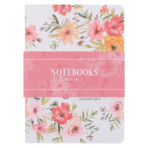 Large Notebook3pc Set White Isa. 62:4, Pink 2 Cor. 5:7, Pink