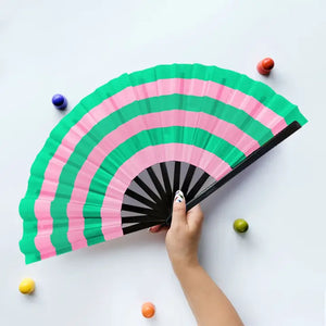 Color Block Striped Folding Line-Green and Pink