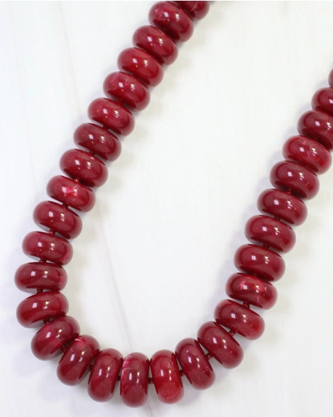 Pipestone Marble Beaded Necklace| Burgundy