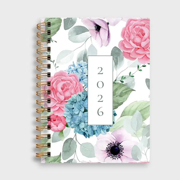 Floral 2026-2027 Weekly Planner: Hydrangea Design, A5 Size