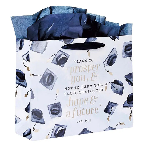 Hope & A Future Large Blue Gift Bag Set for Graduates with Card