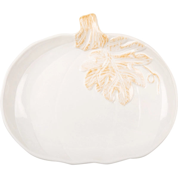 Large White Ceramic Pumpkin Plate