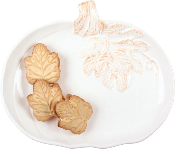 Large White Ceramic Pumpkin Plate