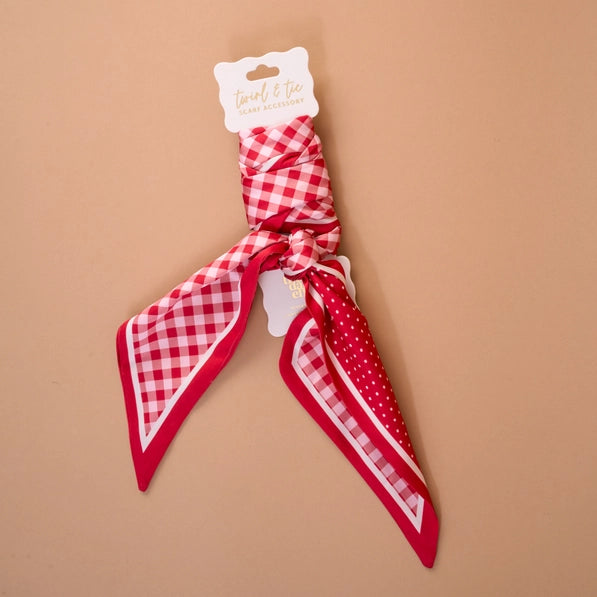 Twirl & Tie Scarf Accessory-Gingham Red