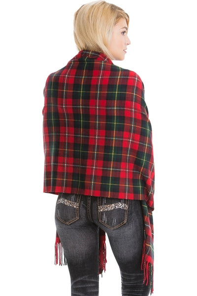 Faux Cashmere Wrap Scarf | Red/Green