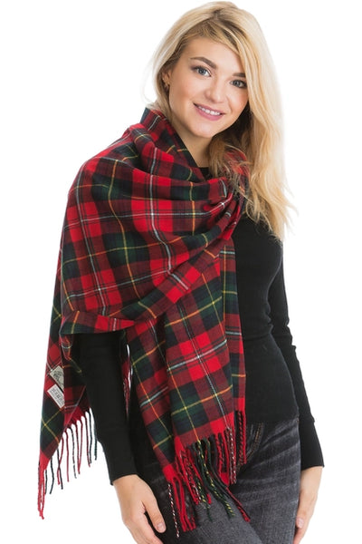 Faux Cashmere Wrap Scarf | Red/Green