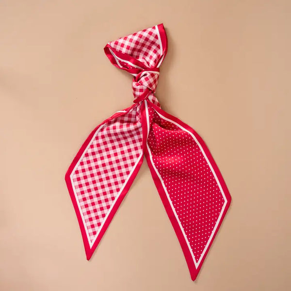 Twirl & Tie Scarf Accessory-Gingham Red