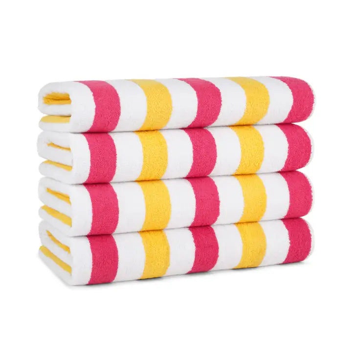 Cabana Striped Beach Towels | Pink/Yellow