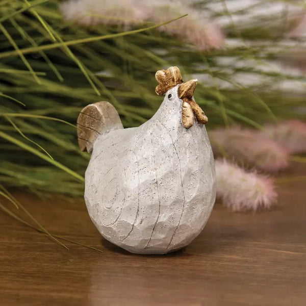 Carved Look Resin Chicken Sitter