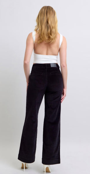 High Waist Corduroy Trouser Wide Judy Blue |Black