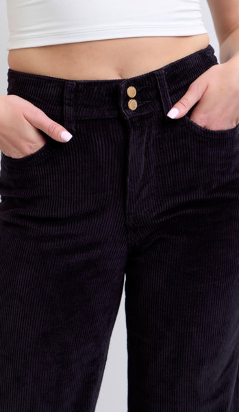 High Waist Corduroy Trouser Wide Judy Blue |Black