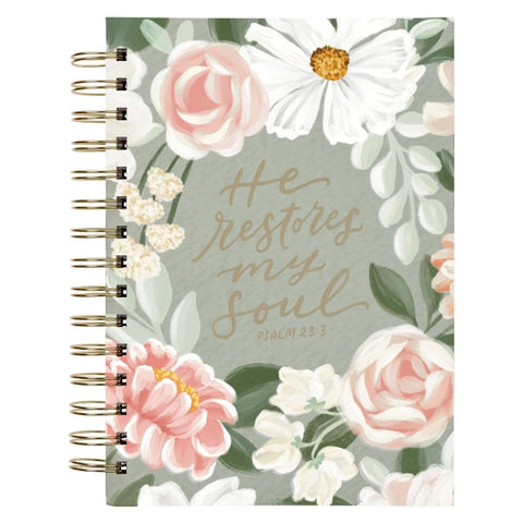 He Restores My Soul Ps. 23:3 Spiral-Bound Green Journal