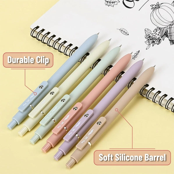 Retractable Gel Pens 6 Pack 0.5mm | Black Ink