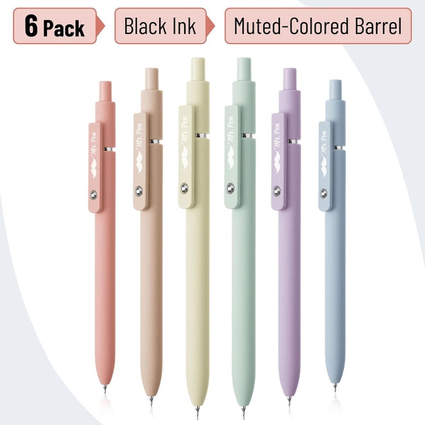 Retractable Gel Pens 6 Pack 0.5mm | Black Ink