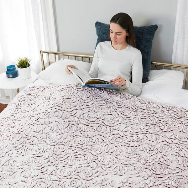 "Rose" Faux Fur Plush Throw Blanket - 50"x70"