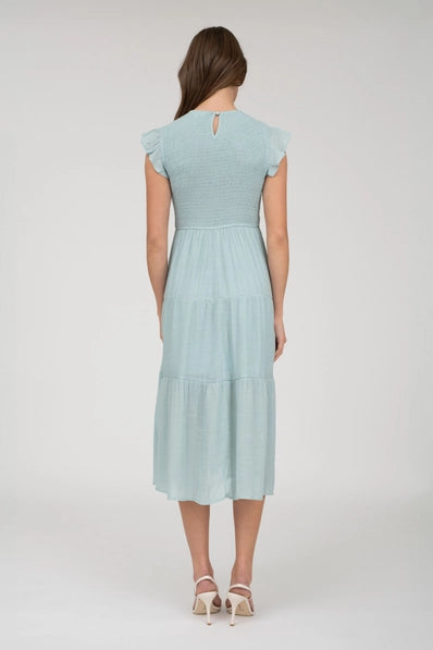 Smocked Tiered Midi Dress | Sage