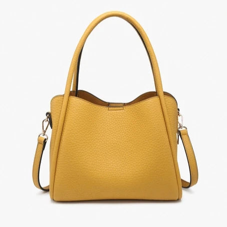 Sasha Structured Satchel w/ 3 Compartments| Mustard