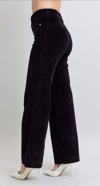 High Waist Corduroy Trouser Wide Judy Blue |Black