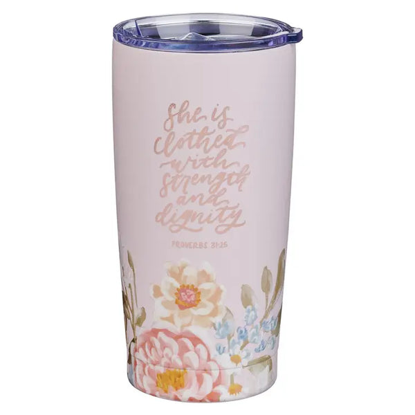 Pink Strength & Dignity Prov. 31:25 Tumbler