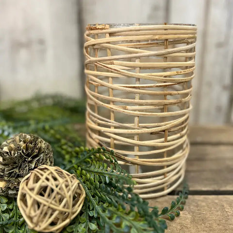 Short Wrapped Wicker Vase 5x7.5in