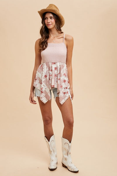 Patchwork Knit Cami | Soft Rose